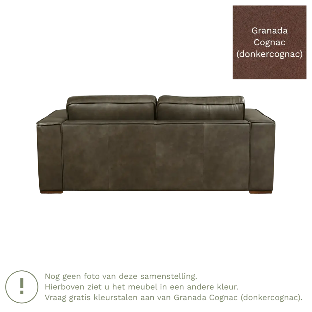 afbeelding van Leren bank Fine - 2,5 zits - Granada Cognac (donkercognac) - Poten hout zwart