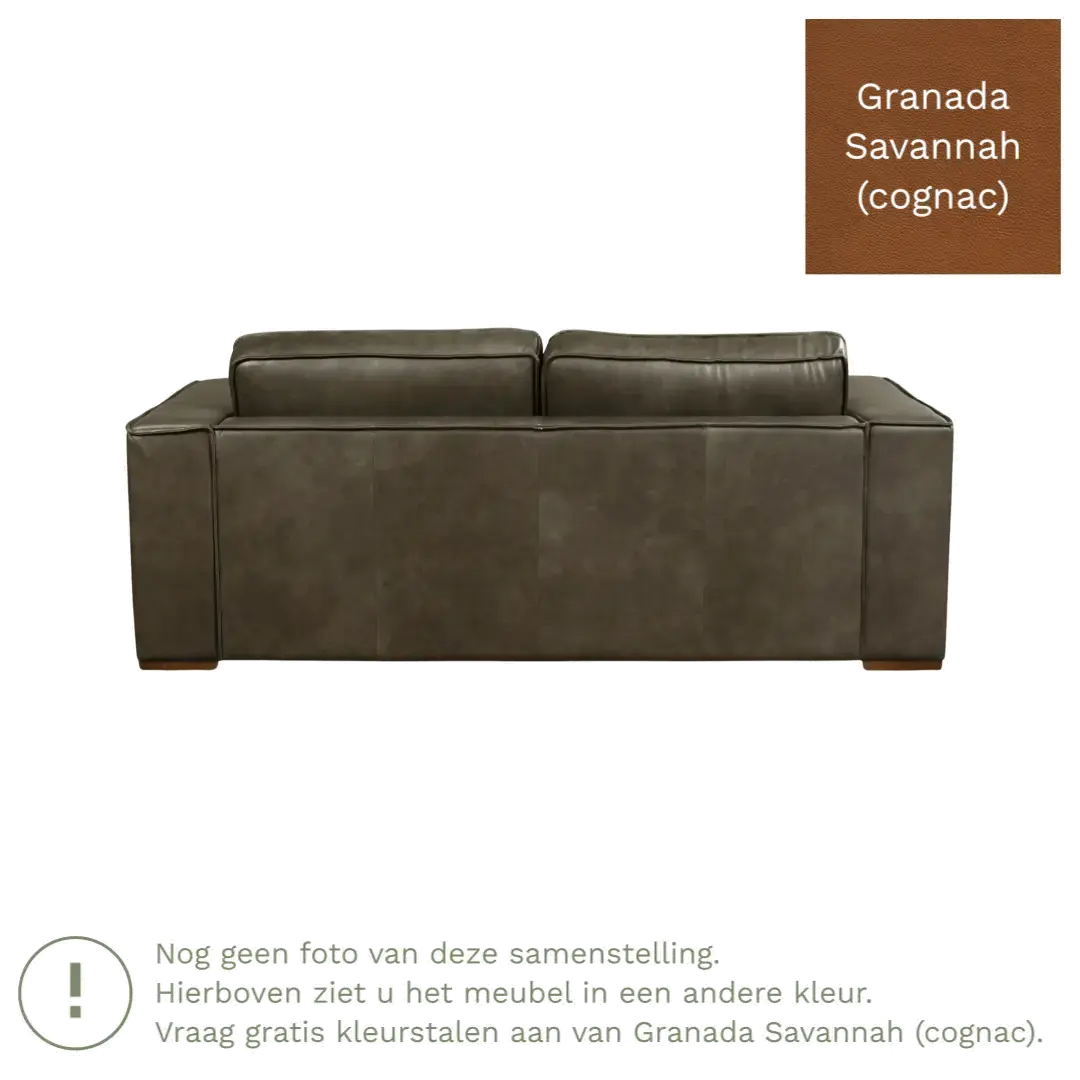 afbeelding van Leren bank Fine - 2,5 zits - Granada Savannah (cognac) - Poten hout bruin