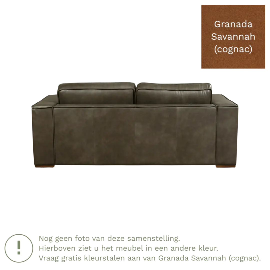 afbeelding van Leren bank Fine - 2,5 zits - Granada Savannah (cognac) - Poten hout zwart
