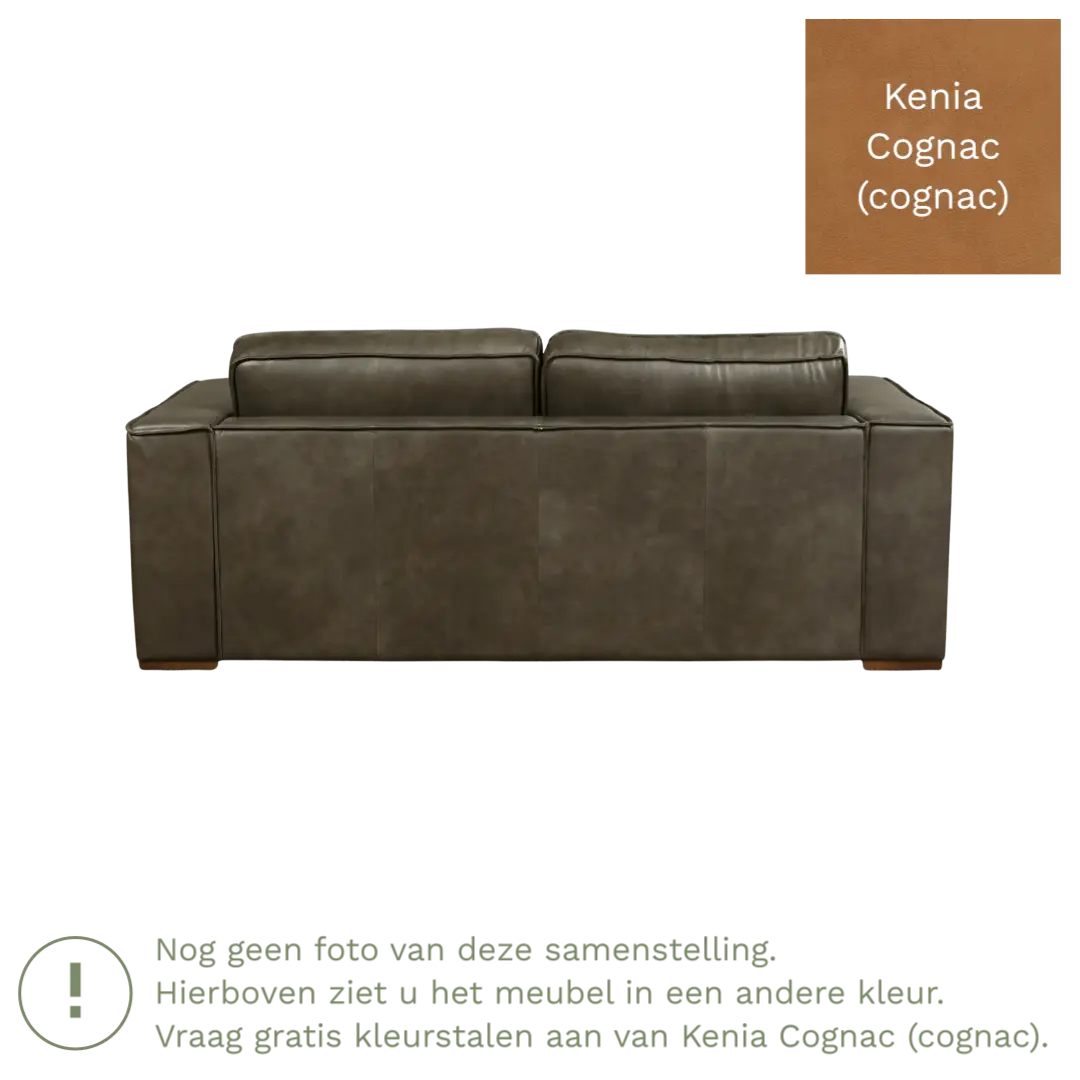 afbeelding van Leren bank Fine - 2,5 zits - Kenia Cognac (cognac) - Poten hout bruin
