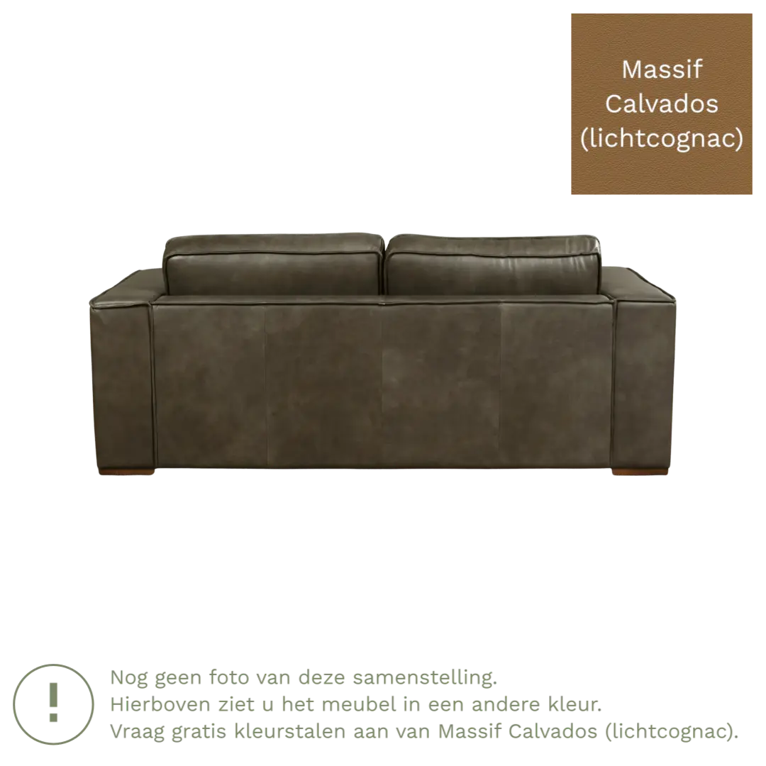 afbeelding van Leren bank Fine - 2,5 zits - Massif Calvados (lichtcognac) - Poten hout zwart