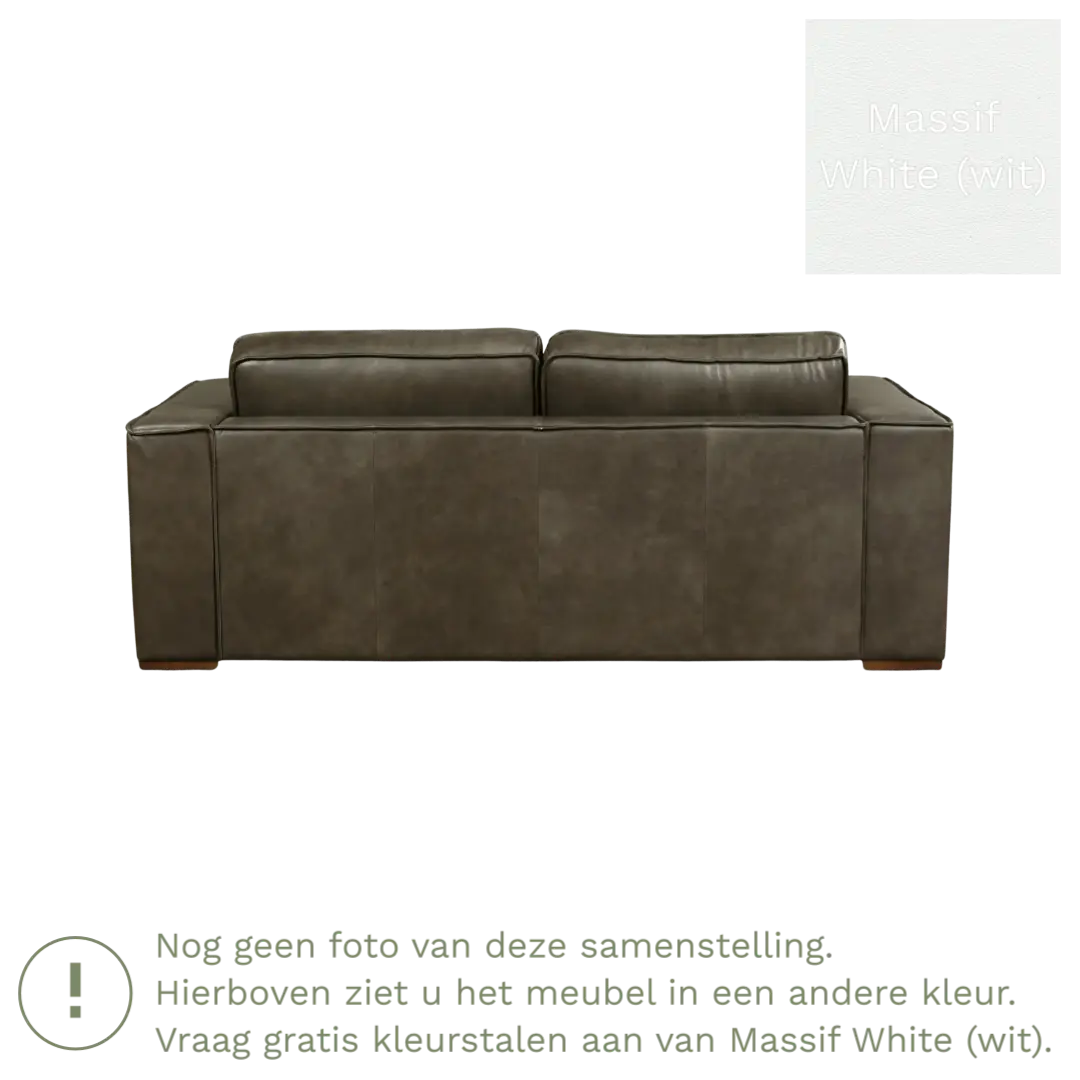 afbeelding van Leren bank Fine - 2,5 zits - Massif White (wit) - Poten hout bruin