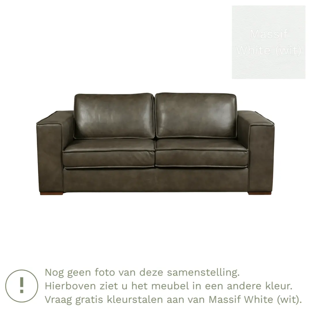 afbeelding van Leren bank Fine - 2,5 zits - Massif White (wit) - Poten hout zwart