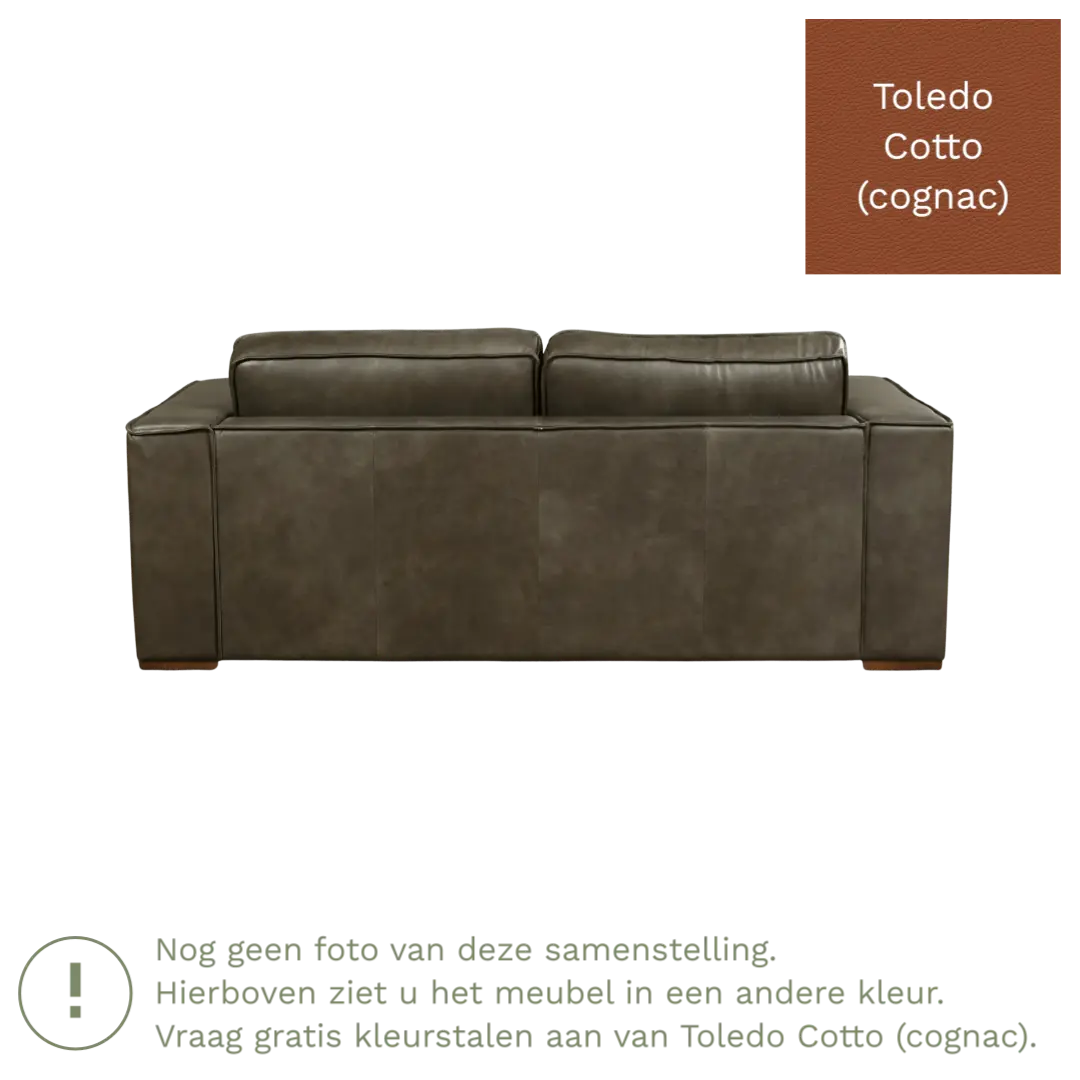 afbeelding van Leren bank Fine - 2,5 zits - Toledo Cotto (cognac) - Poten hout bruin