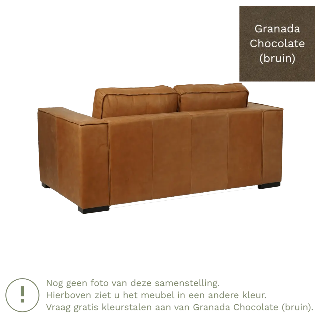 afbeelding van Leren bank Fine - 2 zits - Granada Chocolate (bruin) - Poten hout bruin