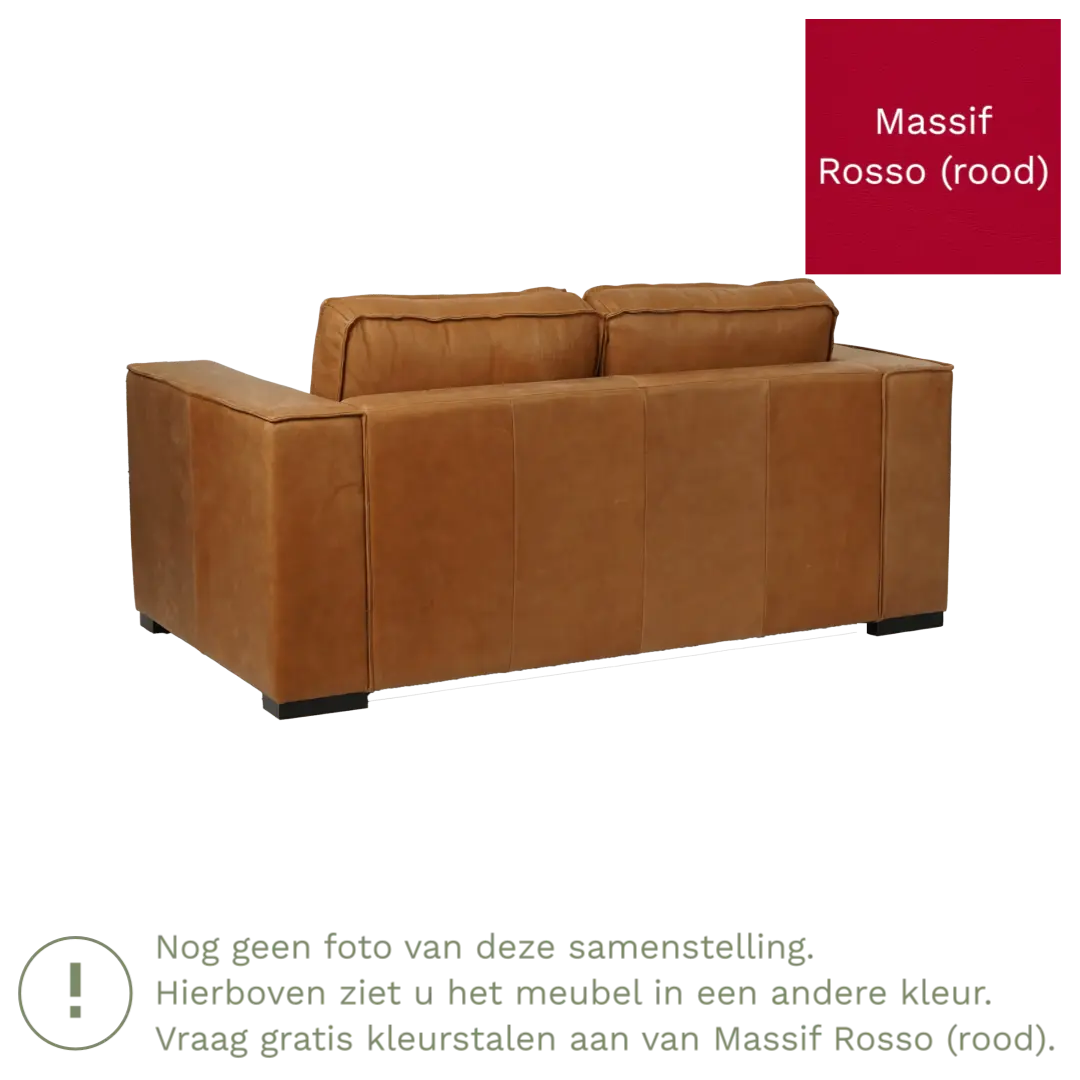 afbeelding van Leren bank Fine - 2 zits - Massif Rosso (rood) - Poten hout zwart