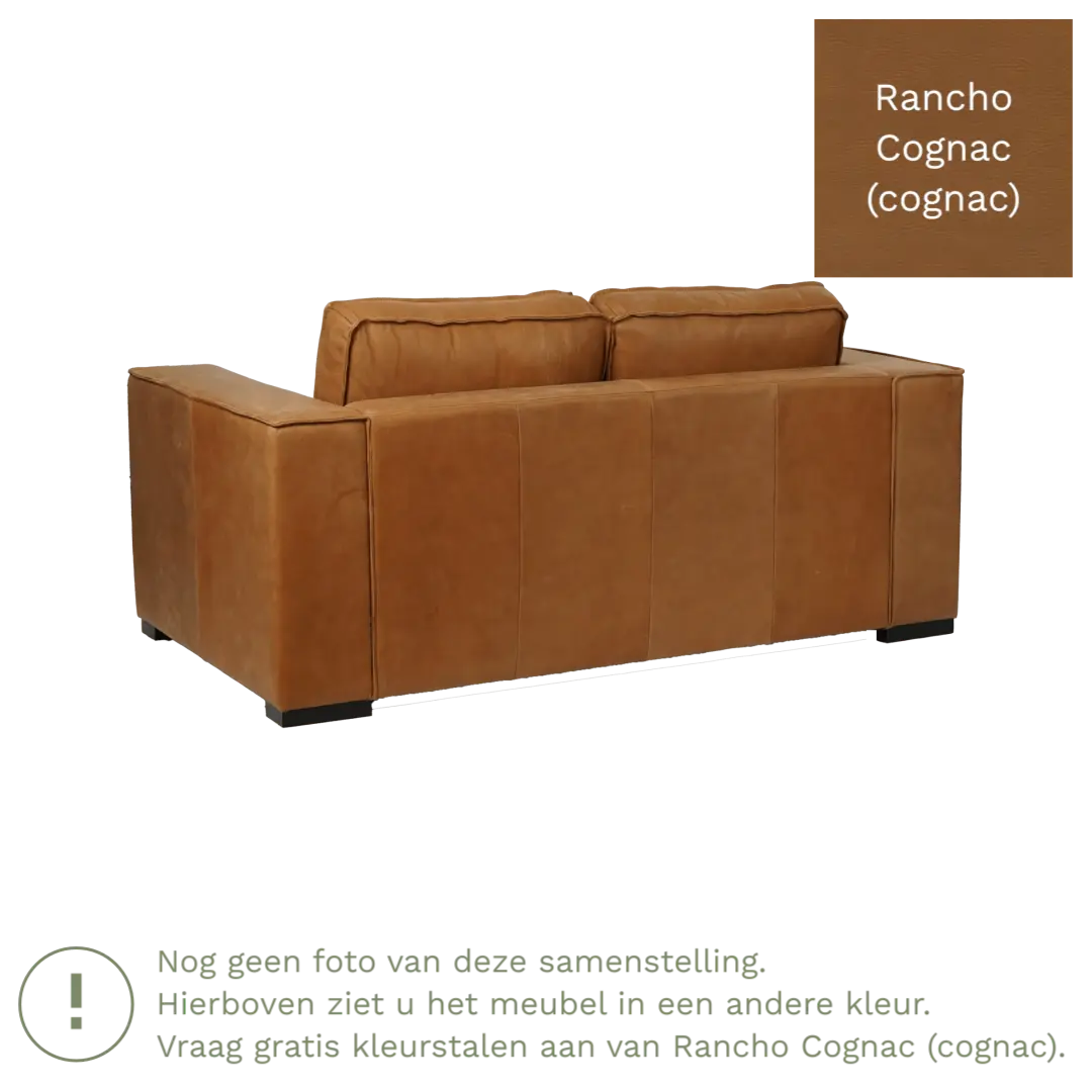 afbeelding van Leren bank Fine - 2 zits - Rancho Cognac (cognac) - Poten hout zwart