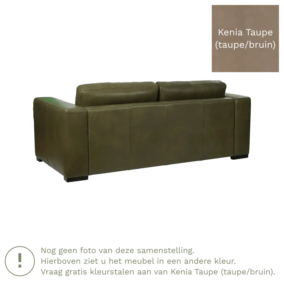afbeelding van Leren bank Flow - 2,5 zits - Kenia Taupe (taupe/bruin) - Poten hout bruin
