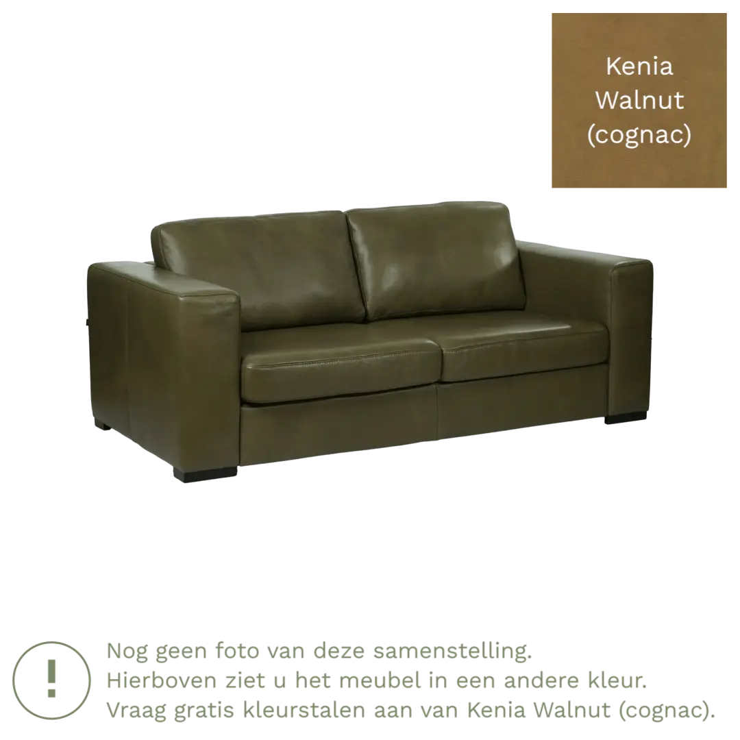 afbeelding van Leren bank Flow - 2,5 zits - Kenia Walnut (cognac) - Poten hout zwart