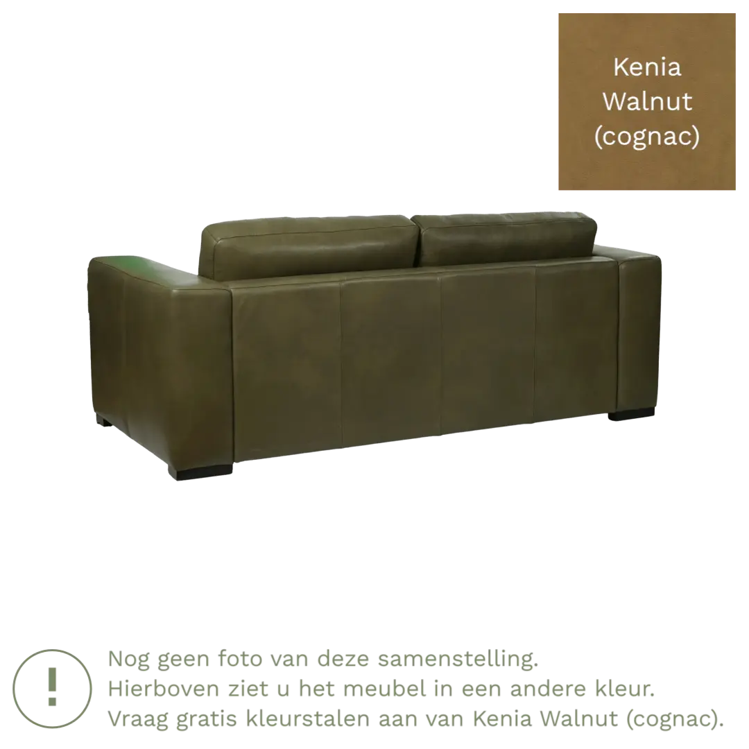 afbeelding van Leren bank Flow - 2,5 zits - Kenia Walnut (cognac) - Poten hout zwart