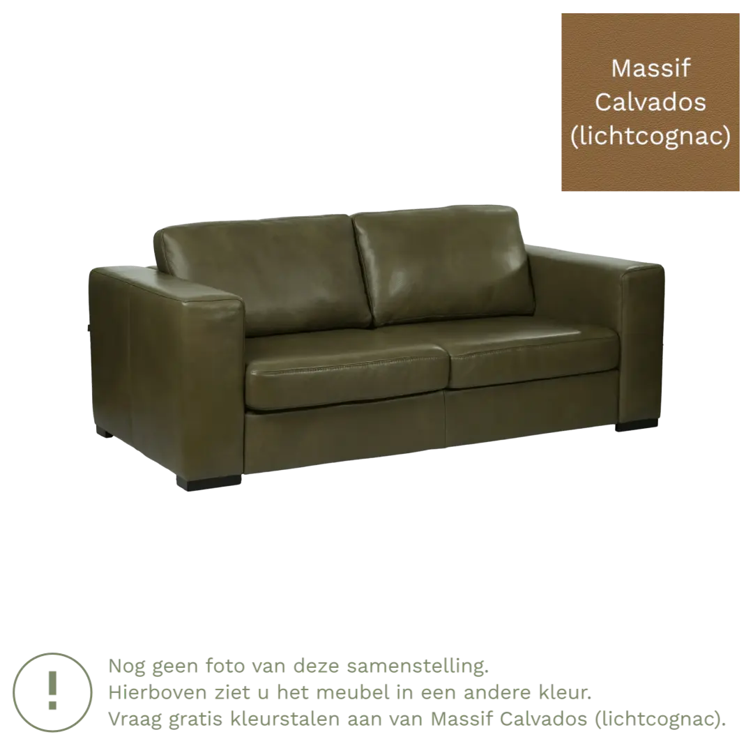 afbeelding van Leren bank Flow - 2,5 zits - Massif Calvados (lichtcognac) - Poten hout zwart