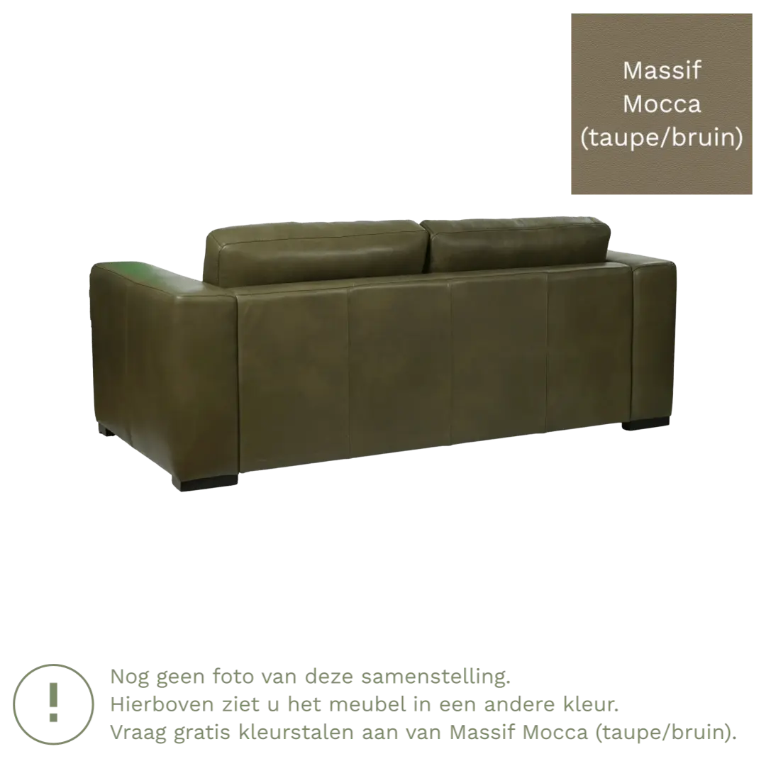 afbeelding van Leren bank Flow - 2,5 zits - Massif Mocca (taupe/bruin) - Poten hout zwart