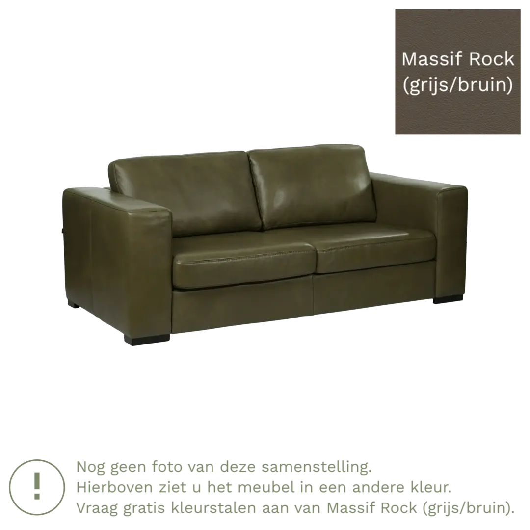 afbeelding van Leren bank Flow - 2,5 zits - Massif Rock (grijs/bruin) - Poten hout bruin