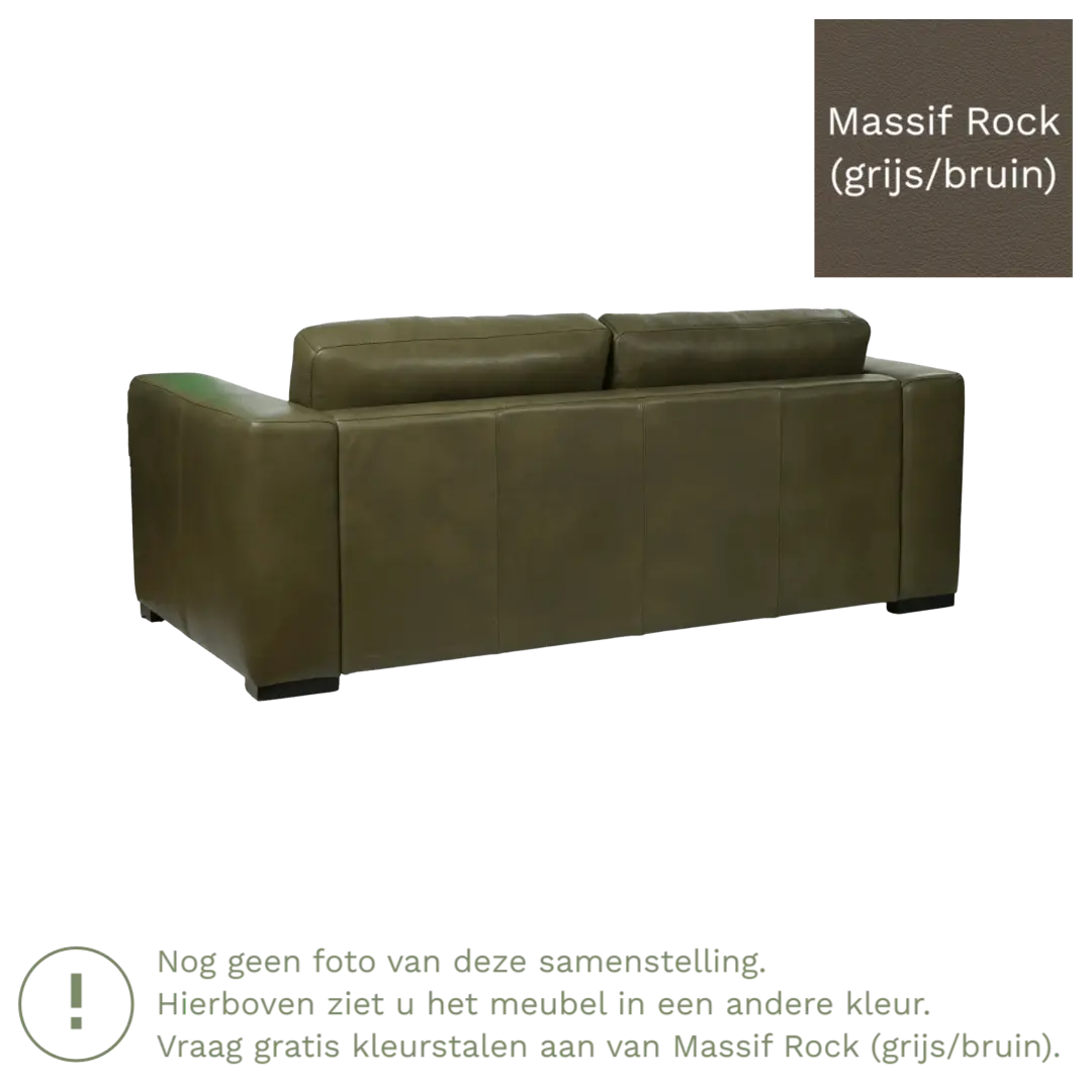 afbeelding van Leren bank Flow - 2,5 zits - Massif Rock (grijs/bruin) - Poten hout bruin