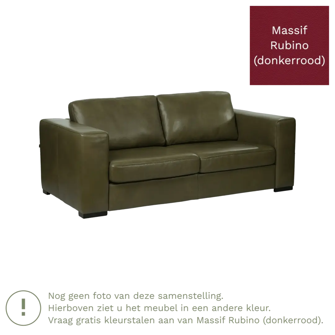 afbeelding van Leren bank Flow - 2,5 zits - Massif Rubino (donkerrood) - Poten hout zwart