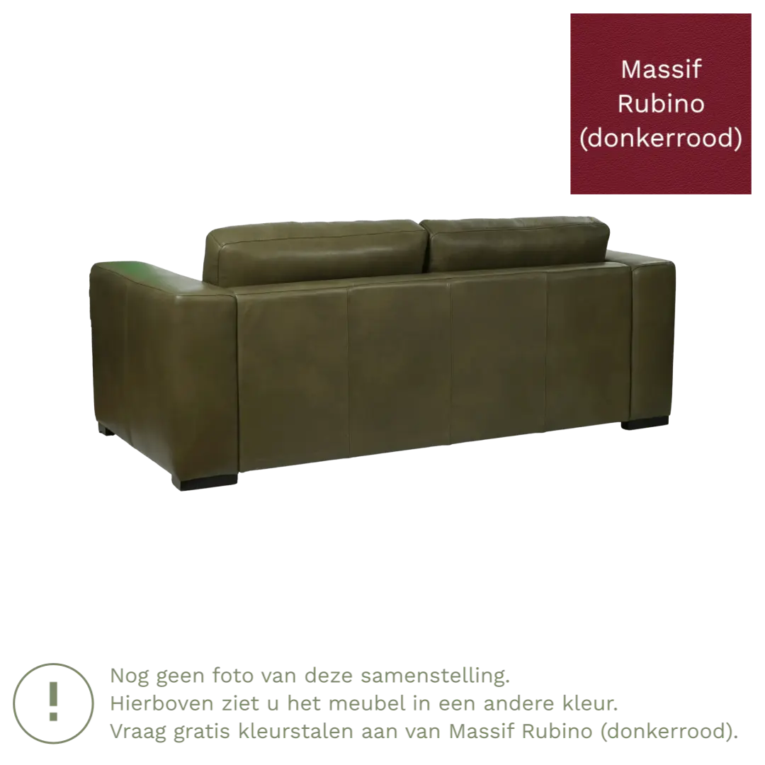 afbeelding van Leren bank Flow - 2,5 zits - Massif Rubino (donkerrood) - Poten hout zwart