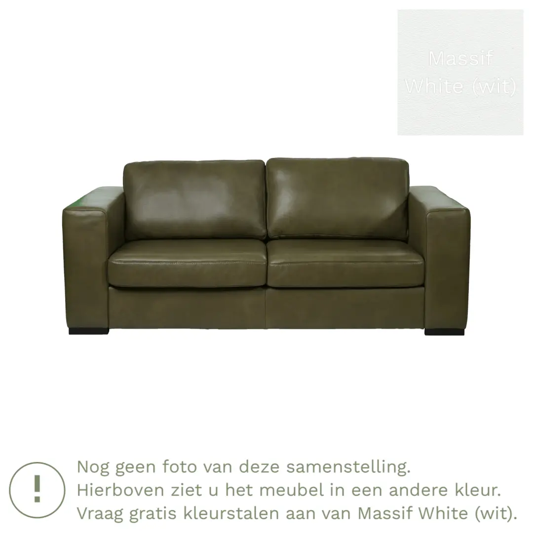 afbeelding van Leren bank Flow - 2,5 zits - Massif White (wit) - Poten hout zwart