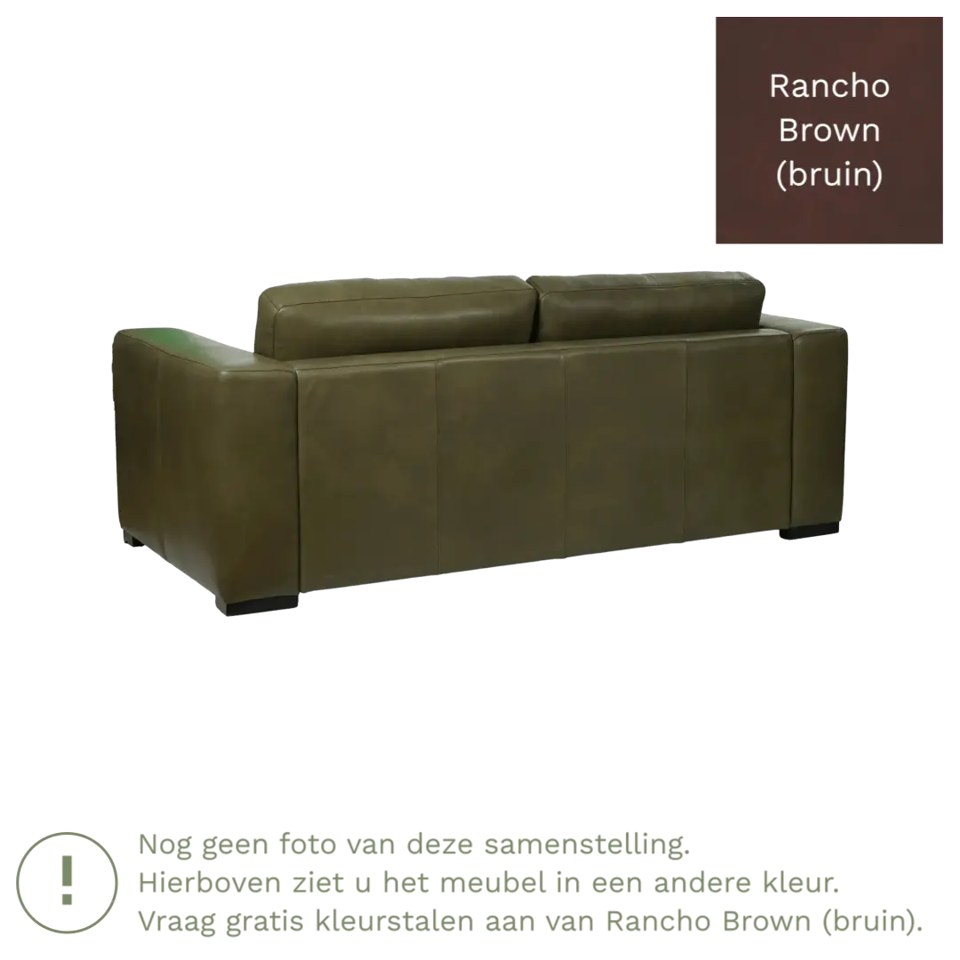 afbeelding van Leren bank Flow - 2,5 zits - Rancho Brown (bruin) - Poten hout zwart
