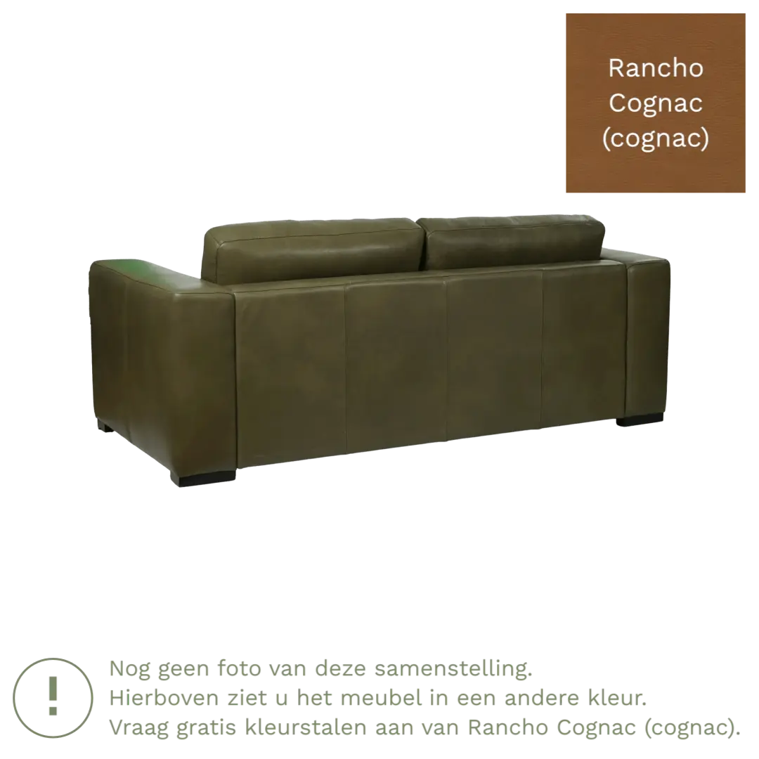 afbeelding van Leren bank Flow - 2,5 zits - Rancho Cognac (cognac) - Poten hout bruin