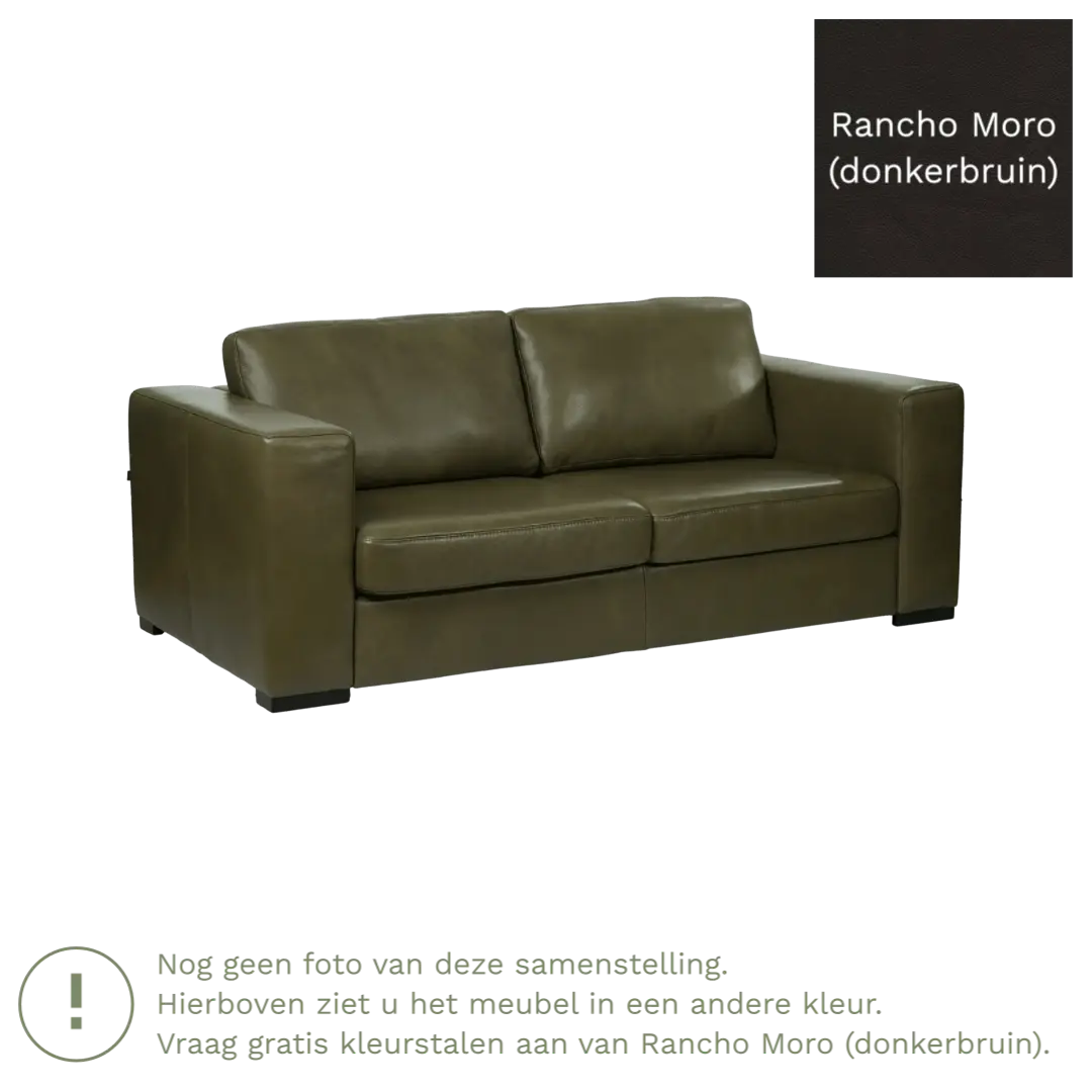 afbeelding van Leren bank Flow - 2,5 zits - Rancho Moro (donkerbruin) - Poten hout bruin