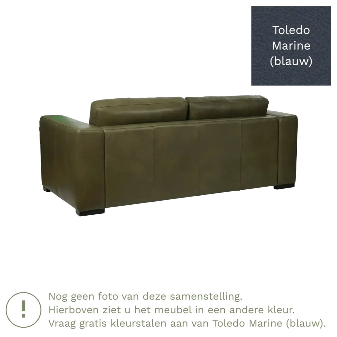 afbeelding van Leren bank Flow - 2,5 zits - Toledo Marine (blauw) - Poten hout zwart