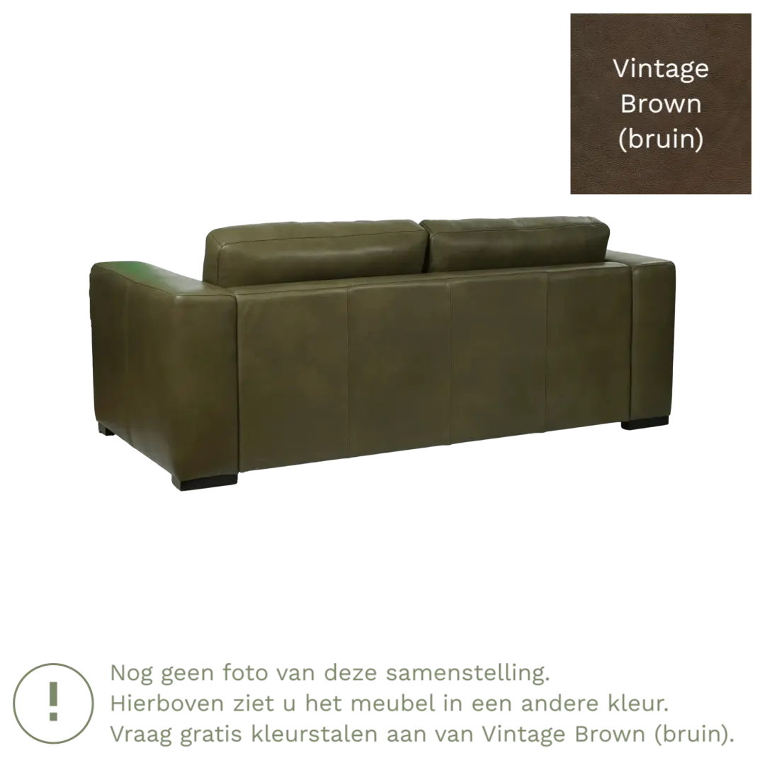 afbeelding van Leren bank Flow - 2,5 zits - Vintage Brown (bruin) - Poten hout zwart