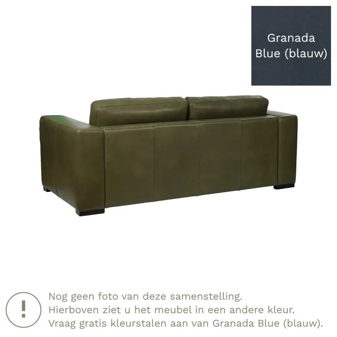 afbeelding van Leren bank Flow - 2 zits - Granada Blue (blauw) - Poten hout zwart