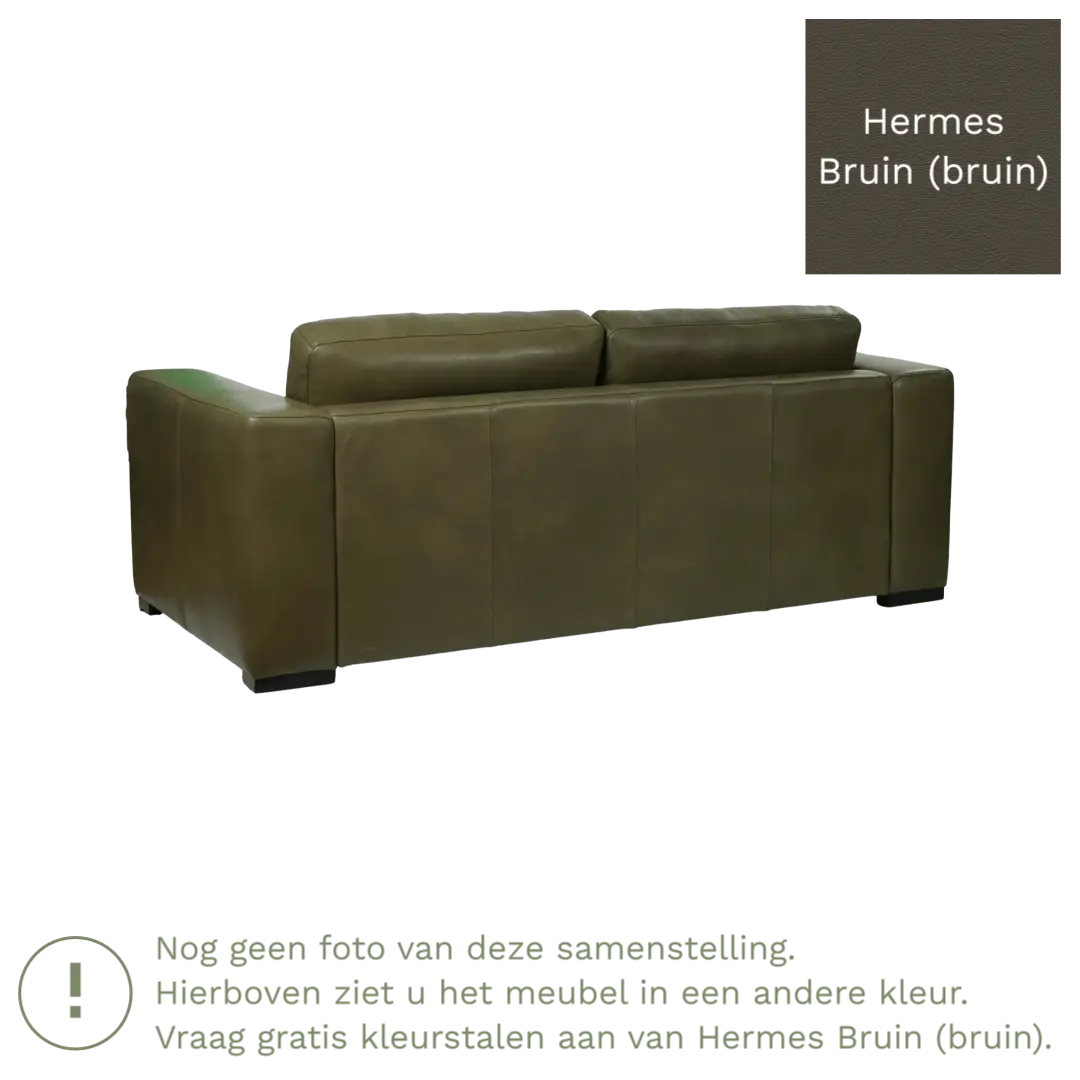 afbeelding van Leren bank Flow - 2 zits - Hermes Bruin (bruin) - Poten hout bruin