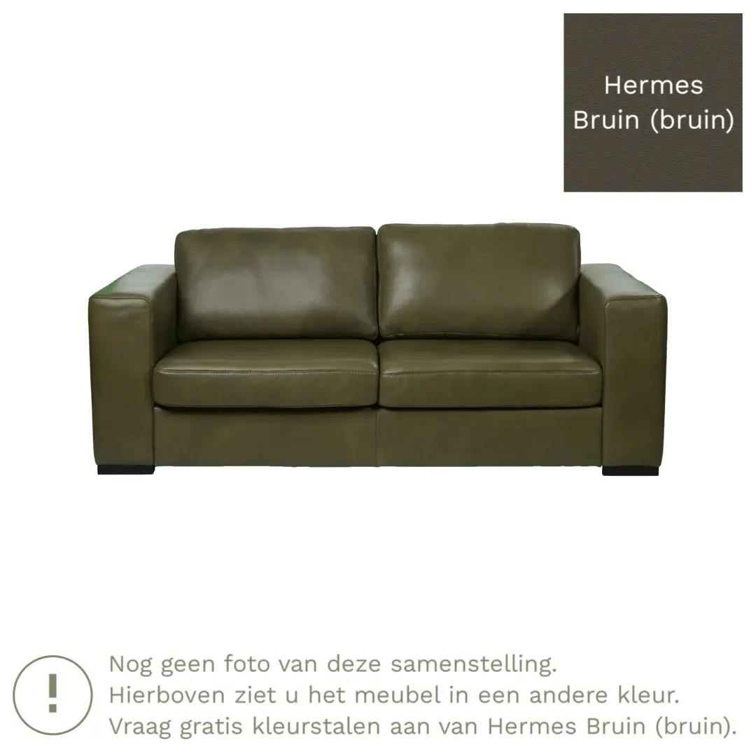 afbeelding van Leren bank Flow - 2 zits - Hermes Bruin (bruin) - Poten hout zwart