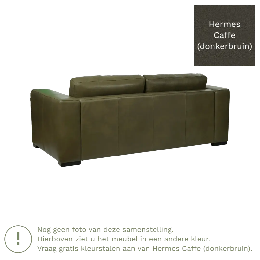afbeelding van Leren bank Flow - 2 zits - Hermes Caffe (donkerbruin) - Poten hout zwart