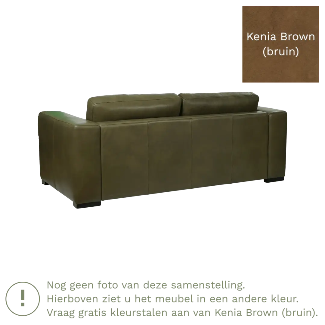afbeelding van Leren bank Flow - 2 zits - Kenia Brown (bruin) - Poten hout bruin