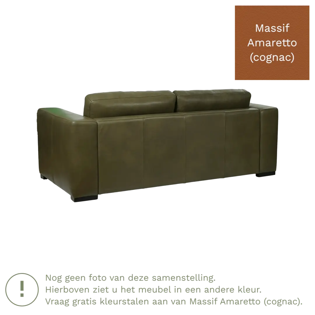 afbeelding van Leren bank Flow - 2 zits - Massif Amaretto (cognac) - Poten hout zwart