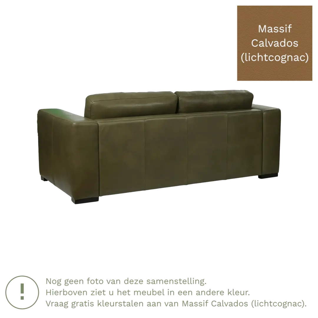 afbeelding van Leren bank Flow - 2 zits - Massif Calvados (lichtcognac) - Poten hout zwart