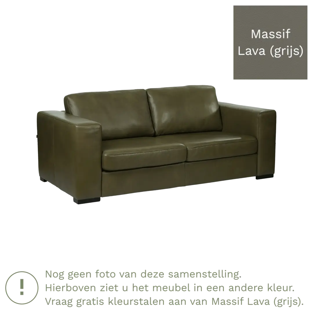 afbeelding van Leren bank Flow - 2 zits - Massif Lava (grijs) - Poten hout bruin