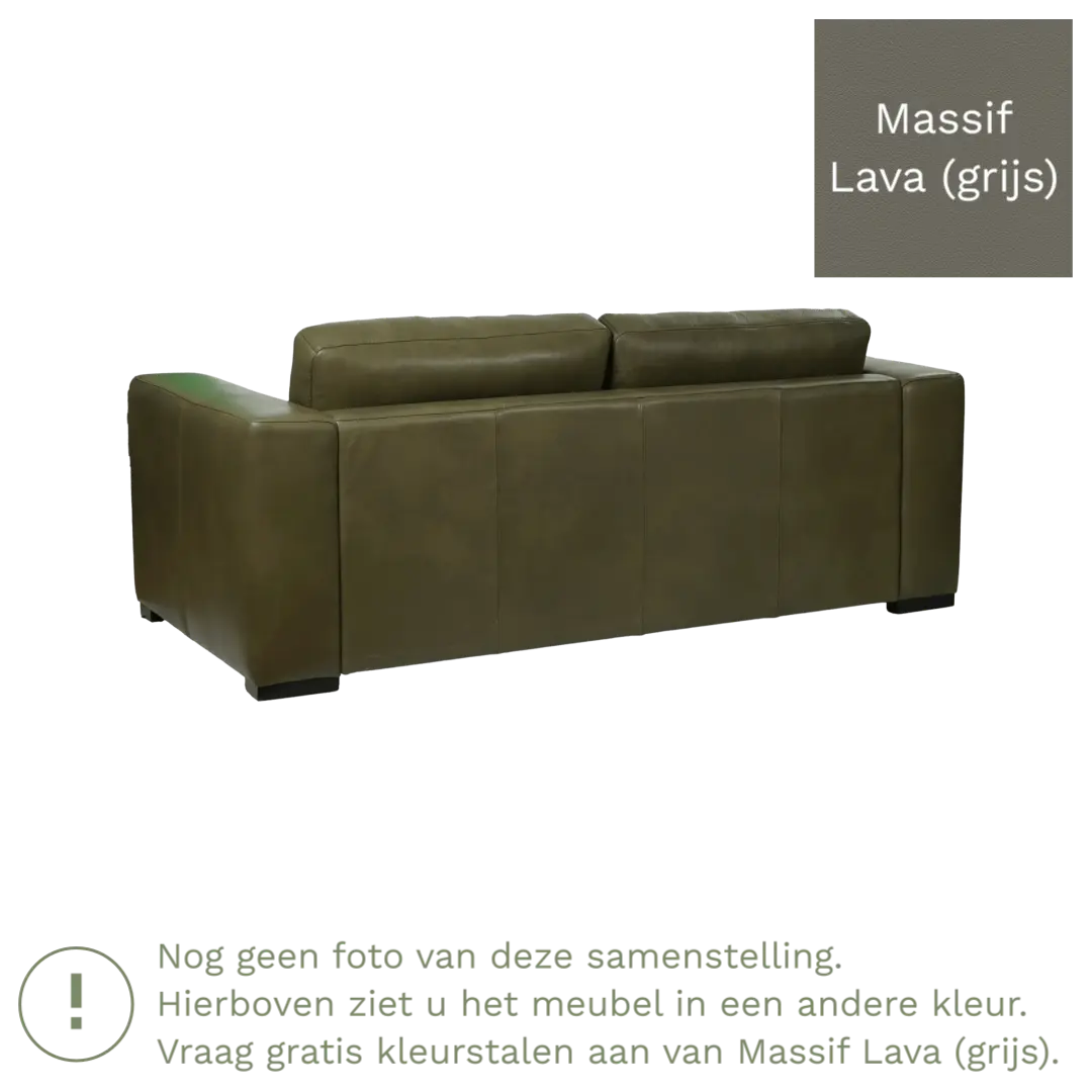 afbeelding van Leren bank Flow - 2 zits - Massif Lava (grijs) - Poten hout bruin