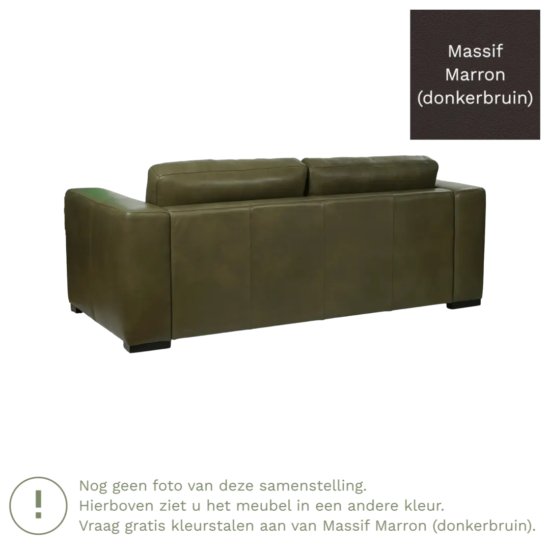 afbeelding van Leren bank Flow - 2 zits - Massif Marron (donkerbruin) - Poten hout bruin