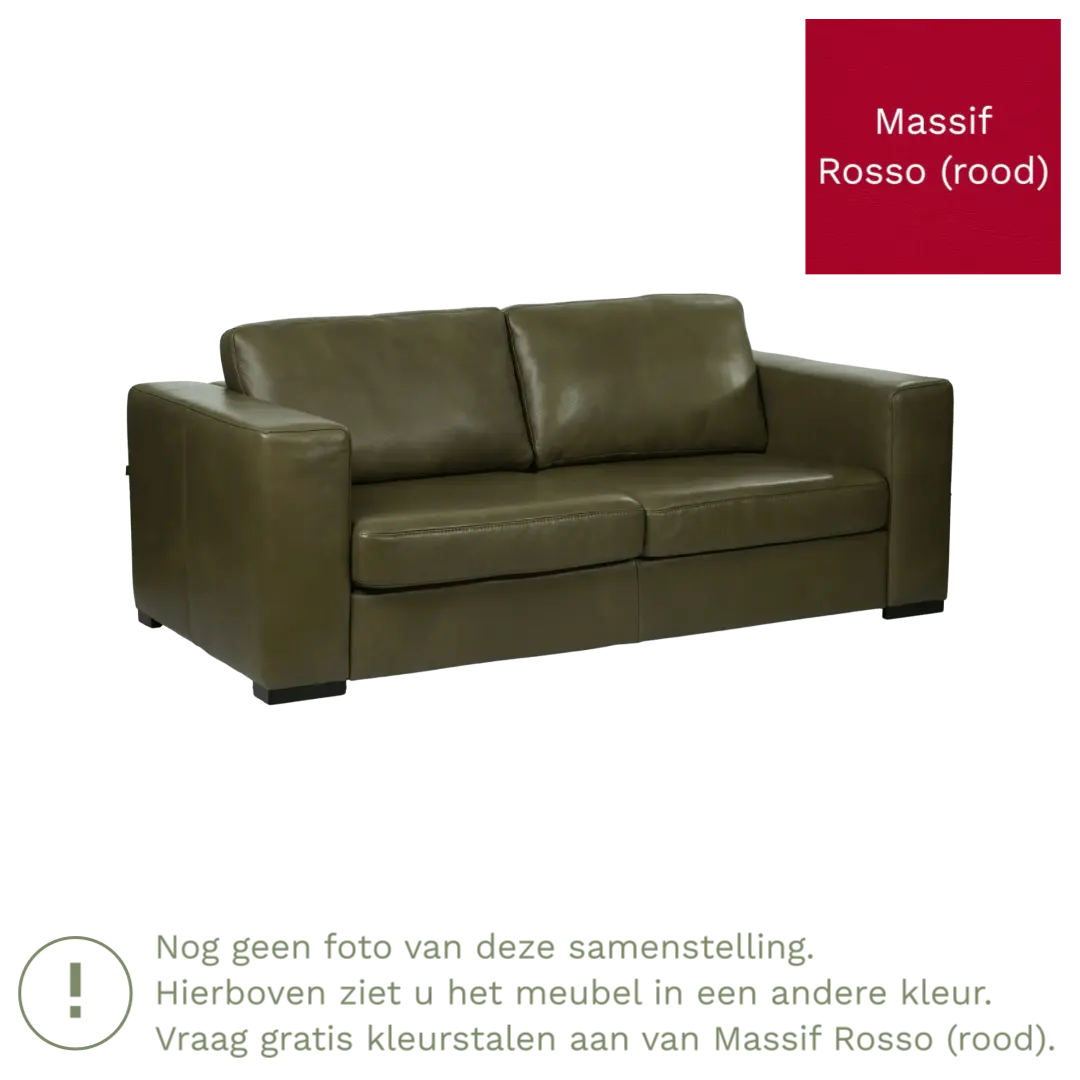 afbeelding van Leren bank Flow - 2 zits - Massif Rosso (rood) - Poten hout zwart