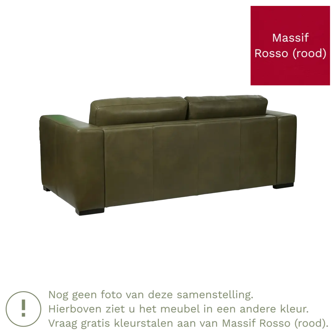 afbeelding van Leren bank Flow - 2 zits - Massif Rosso (rood) - Poten hout zwart