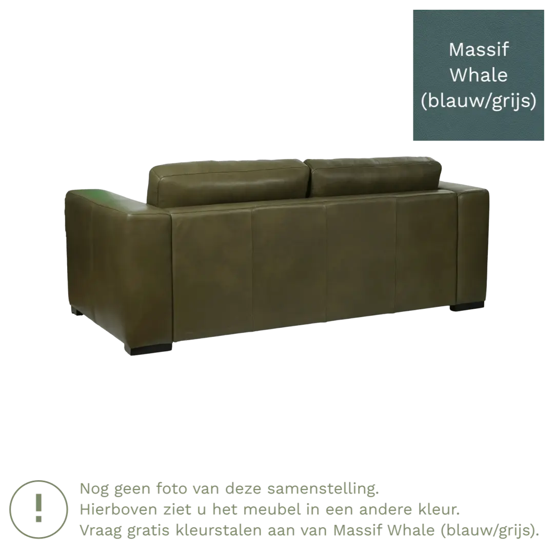 afbeelding van Leren bank Flow - 2 zits - Massif Whale (blauw/grijs) - Poten hout bruin
