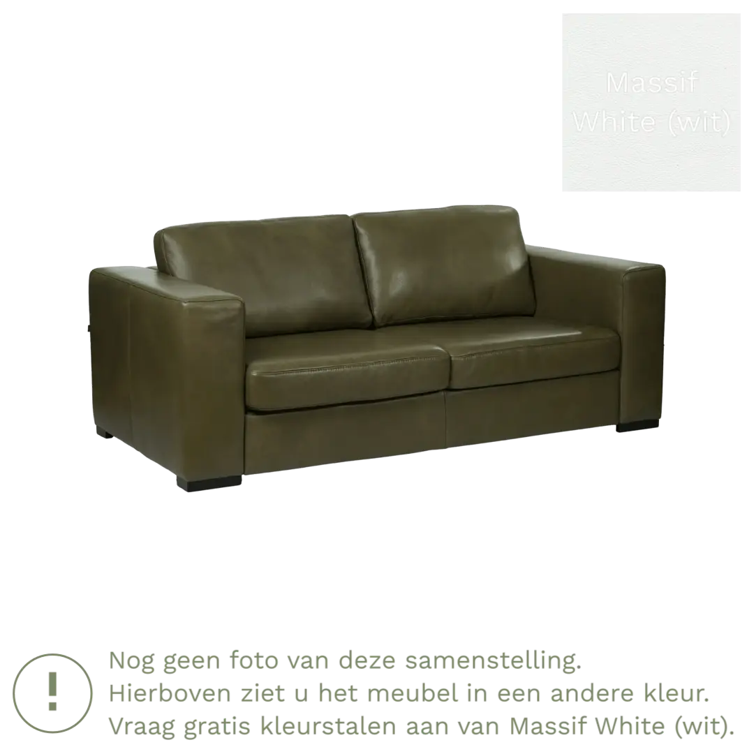 afbeelding van Leren bank Flow - 2 zits - Massif White (wit) - Poten hout zwart