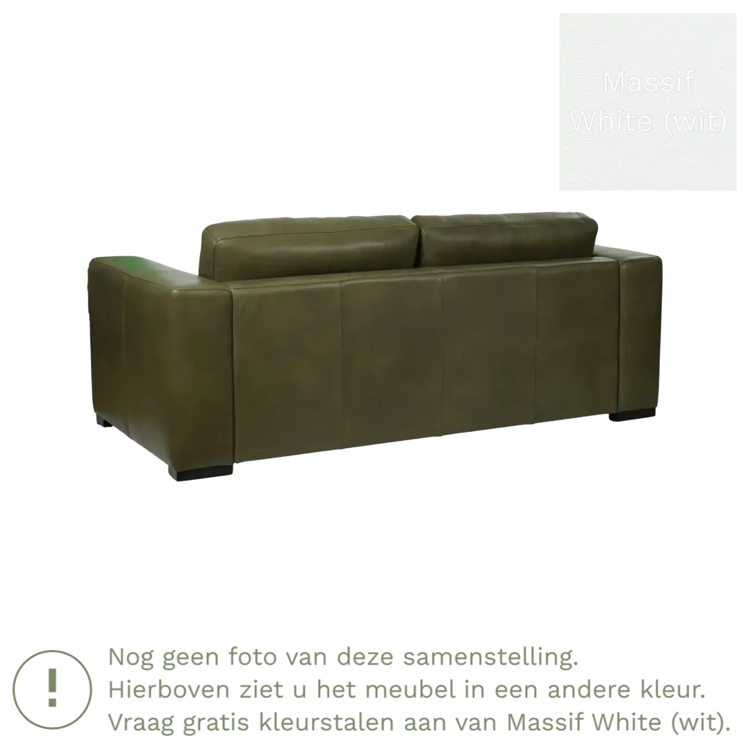 afbeelding van Leren bank Flow - 2 zits - Massif White (wit) - Poten hout zwart