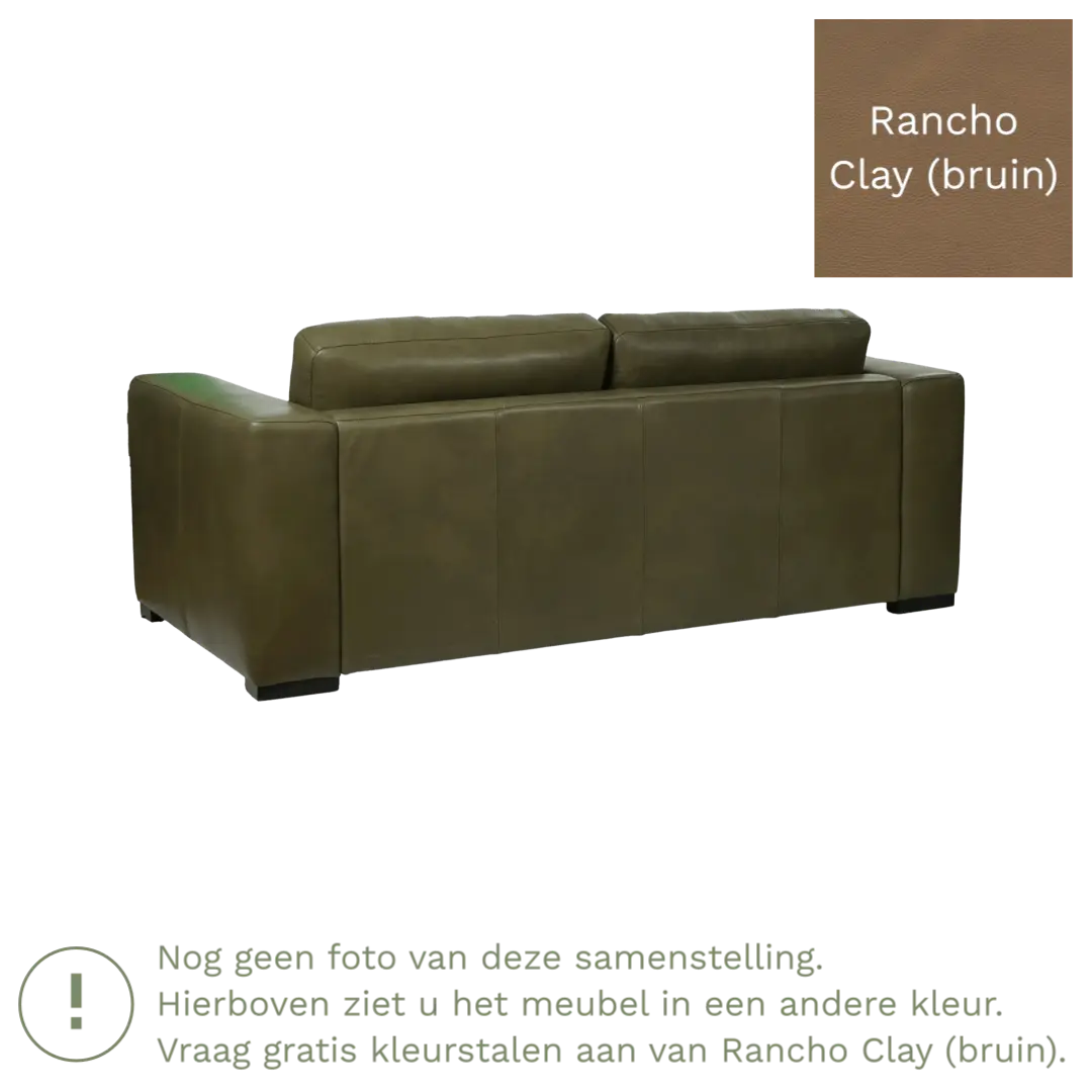afbeelding van Leren bank Flow - 2 zits - Rancho Clay (bruin) - Poten hout zwart