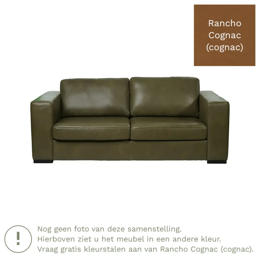 afbeelding van Leren bank Flow - 2 zits - Rancho Cognac (cognac) - Poten hout zwart