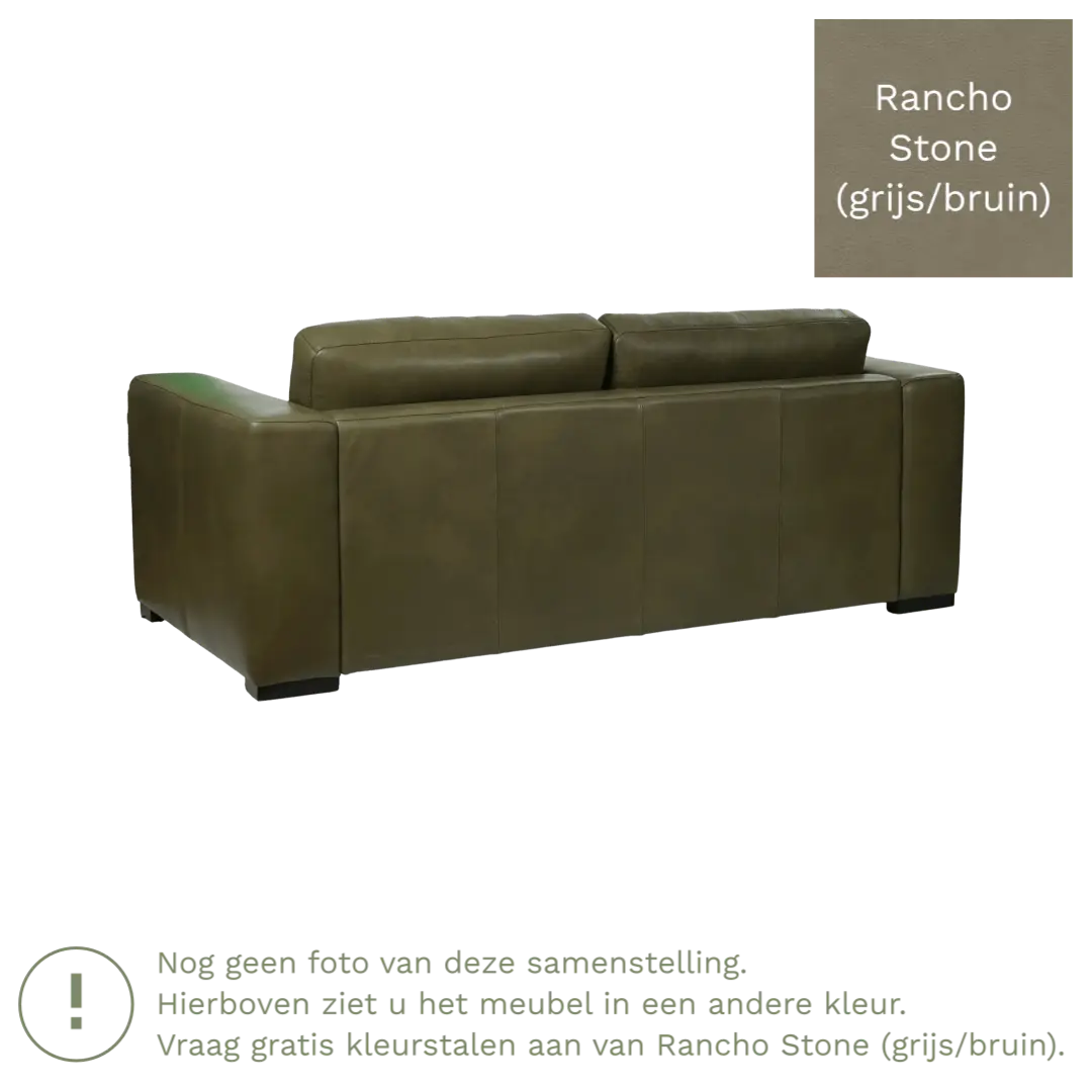 afbeelding van Leren bank Flow - 2 zits - Rancho Stone (grijs/bruin) - Poten hout zwart