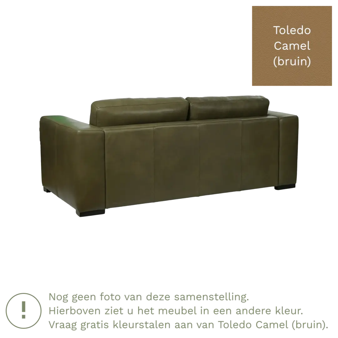 afbeelding van Leren bank Flow - 2 zits - Toledo Camel (bruin) - Poten hout zwart