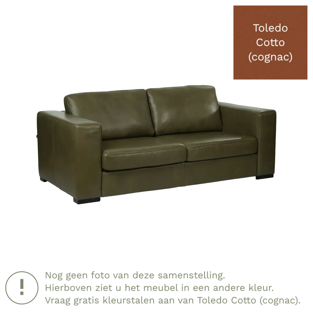 afbeelding van Leren bank Flow - 2 zits - Toledo Cotto (cognac) - Poten hout bruin
