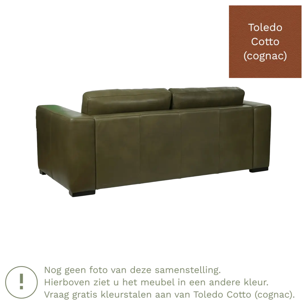 afbeelding van Leren bank Flow - 2 zits - Toledo Cotto (cognac) - Poten hout bruin