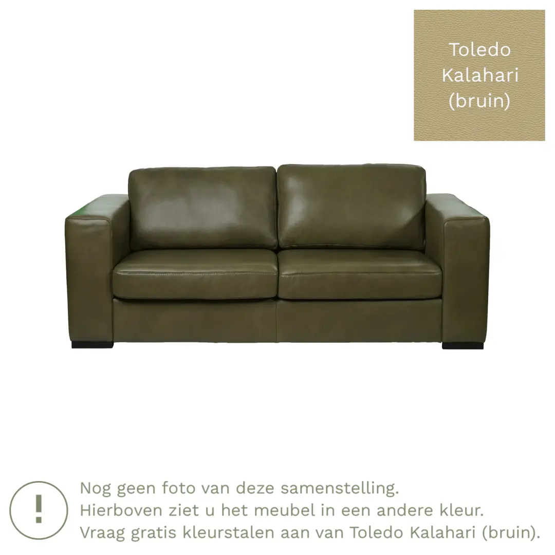 afbeelding van Leren bank Flow - 2 zits - Toledo Kalahari (bruin) - Poten hout zwart