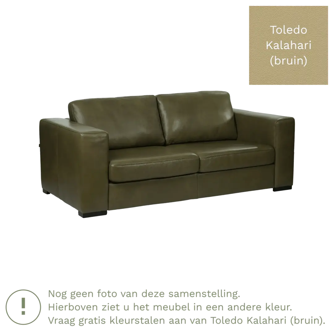 afbeelding van Leren bank Flow - 2 zits - Toledo Kalahari (bruin) - Poten hout zwart