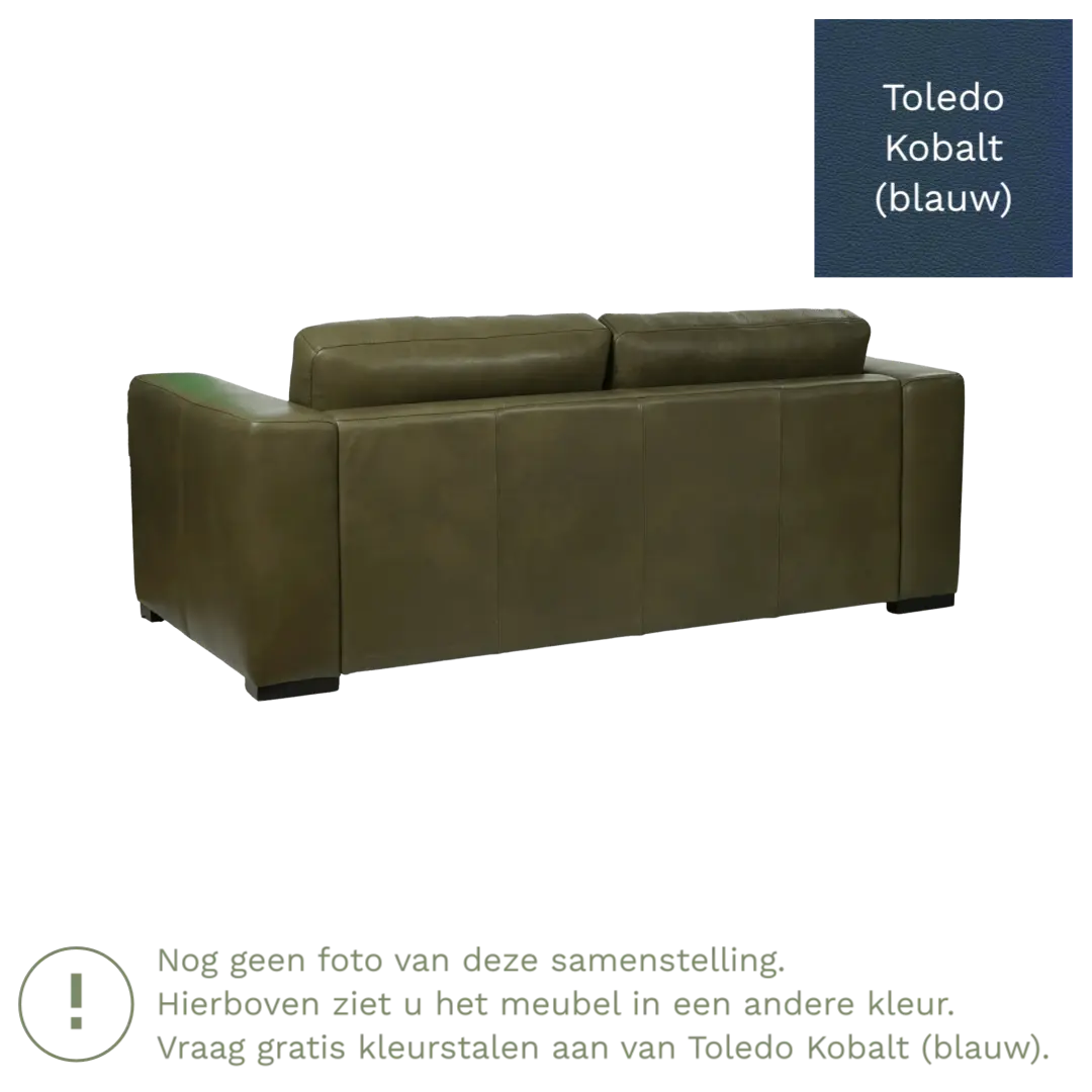 afbeelding van Leren bank Flow - 2 zits - Toledo Kobalt (blauw) - Poten hout zwart